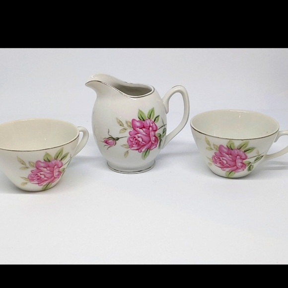 Vtg Porcelain Small Roses Tea Set - Picture 4 of 12